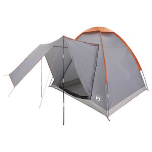 vidaXL Kamperen tent 2-persoons Grijs en Oranje Polyester en staal