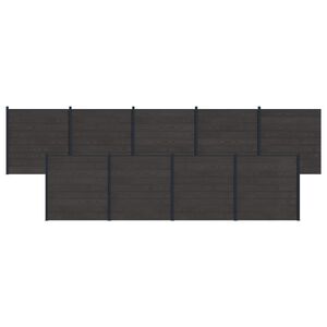 vidaXL Hekpaneel 9 pcs WPC en Aluminium Zwart