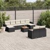 vidaXL 10-delige Loungeset met kussens poly rattan zwart