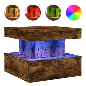 vidaXL Salontafel met metalen poten 50x50x40 cm gerookt eikenkleurig