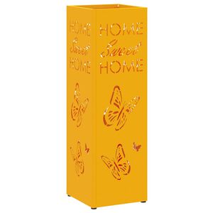 vidaXL Regen paraplu standaard Mosterdgeel 15,5 x 15,5 x 49 cm Staal