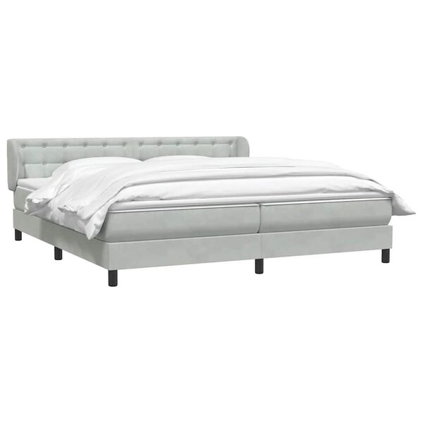 vidaXL Boxspring met matrassen fluweel lichtgrijs 180x210 cm