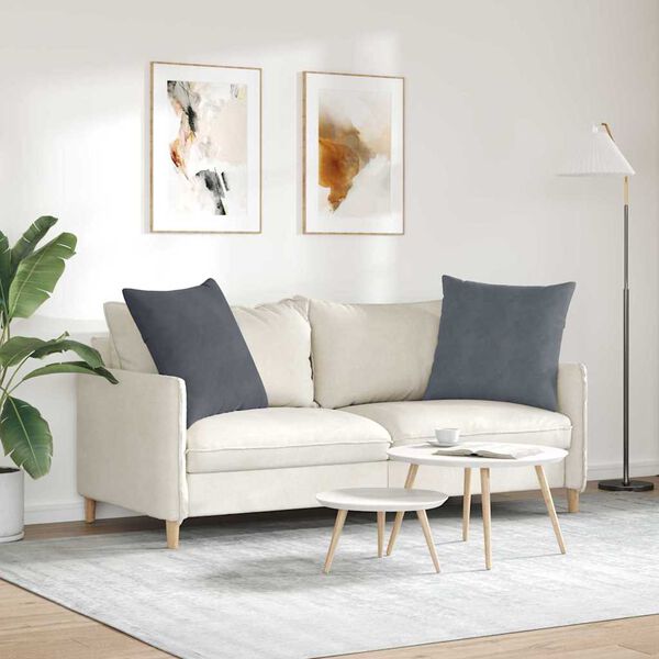 vidaXL Sofa Kussens 2 stuks Donkergrijs 60 x 60 cm Cordstof