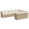 vidaXL 10-delige Loungeset met kussens poly rattan beige