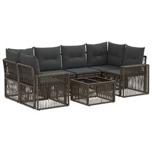 vidaXL Tuinbankenset 7 st Grijs 55 x 55 x 37 cm poly rattan