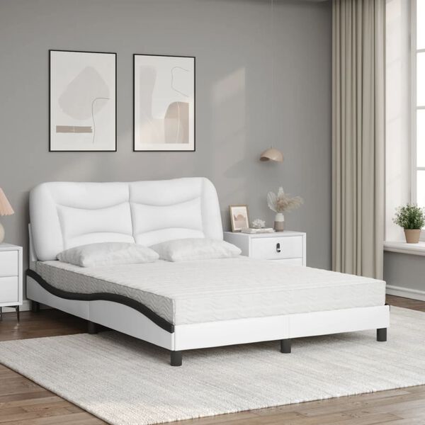 vidaXL Bed met matras "Hvar" kunstleer zwart en wit 120x200 cm