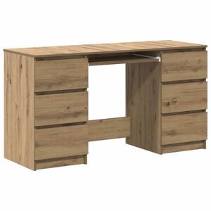 vidaXL Bureau 140x50x77 cm bewerkt hout artisanaal eikenkleur