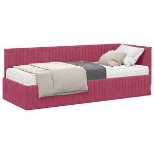 vidaXL Hoekbedframe met Matras met hoofdeinde 2 st Groen Fluweel