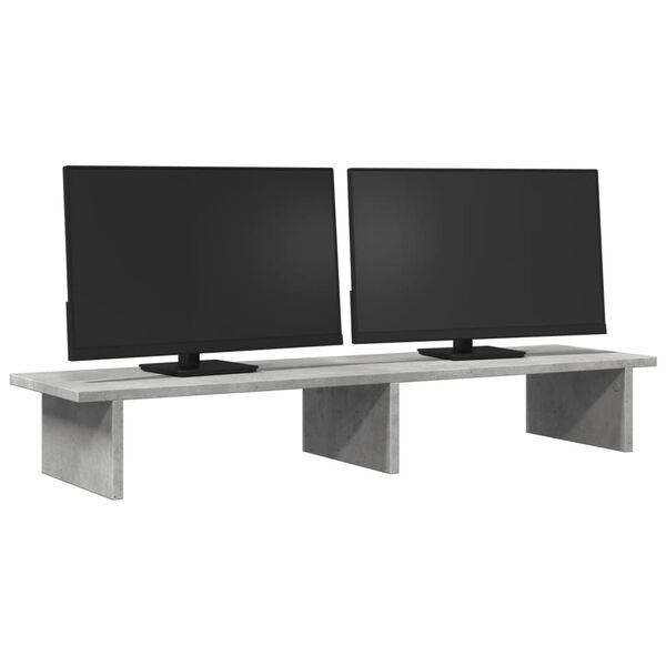 vidaXL Monitorstandaard 100x27x15 cm bewerkt hout betongrijs