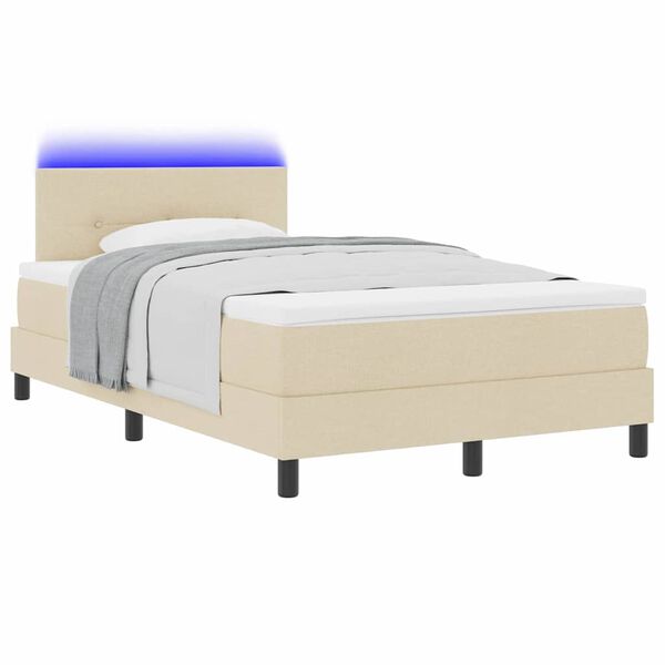 vidaXL Boxspring bed met matras met hoofdeinde Cr&egrave;me 120 x 190 cm Stof