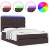 vidaXL Ottoman bed met matras en LED's 140x190cm stof donkerbruin