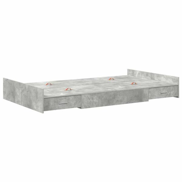 vidaXL Opbergbedframe met lade Beton Grijs 120 x 190 cm Bewerkt hout