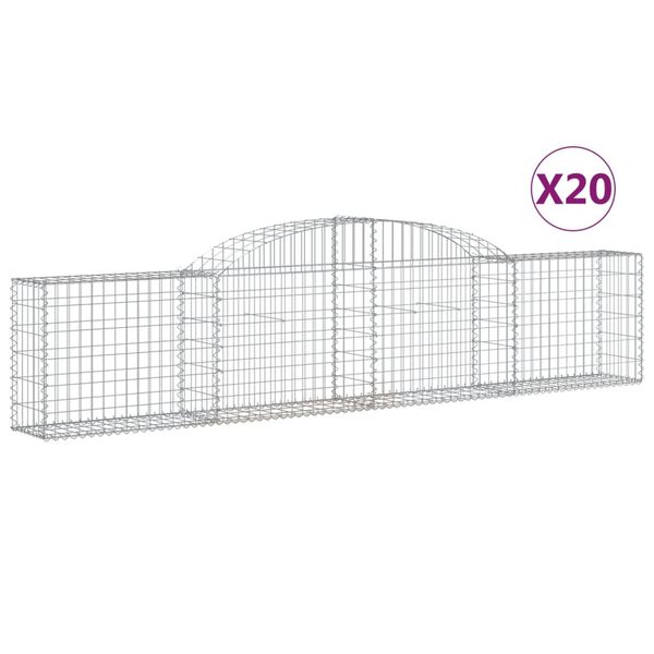 vidaXL Schanskorven 20 st gewelfd 300x30x60/80 cm gegalvaniseerd ijzer