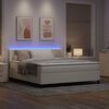 vidaXL Boxspring bed Cr&egrave;me en Wit 203 x 180 x 88 cm Katoenen stof