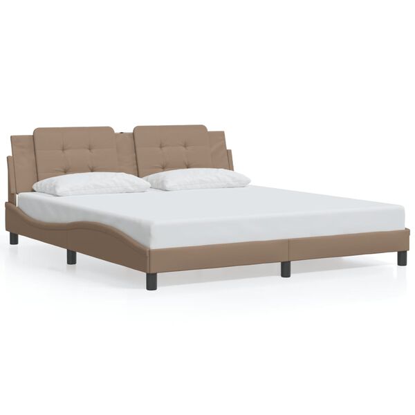 vidaXL Bedframe zonder matras "Zadar" kunstleer cappuccinokleurig 180x200 cm