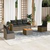 vidaXL 6-delige Loungeset met kussens poly rattan grijs