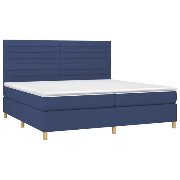 vidaXL Boxspring met matras en LED stof blauw 200x200 cm