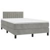 vidaXL Boxspring met matras en LED fluweel lichtgrijs 120x200 cm