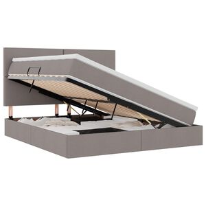 vidaXL Opbergbed met LED met matras Taupe 180 x 200 cm Polyester