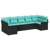 vidaXL Tuin Sofa Set met kussen 7 pcs Zwart Poly riet