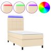 vidaXL Boxspring met matras en LED stof cr&egrave;mekleurig 80x200 cm