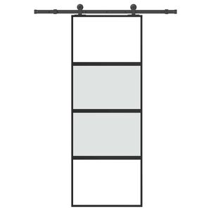 vidaXL Schuifdeur met beslag 76x205 cm gehard glas en aluminium