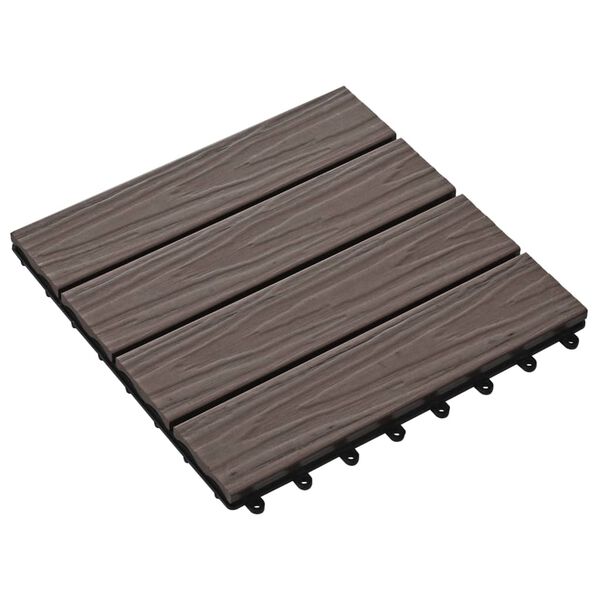 vidaXL Terrastegels diep reliëf 30x30 cm 1 m² HKC donkerbruin 11 st