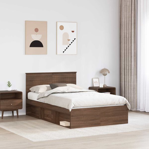 vidaXL Bedframe Bruin Eiken 120 x 190 cm Massief grenenhout