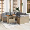 vidaXL Tuin Sofa Set met opslag 9 pcs Beige Poly riet