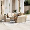 vidaXL 9-delige Loungeset met kussens poly rattan beige
