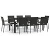 vidaXL 9-delige Tuinset poly rattan zwart