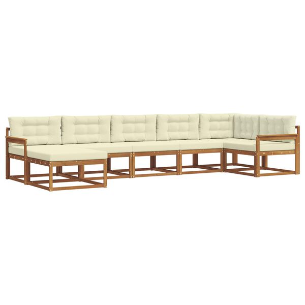 vidaXL Buiten bankenset met kussen 7 pcs Natuurlijk en Cr&egrave;me