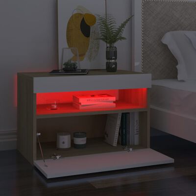 vidaXL Tv-meubelen 2 st LED-verlichting 60x35x40 cm wit sonoma eiken