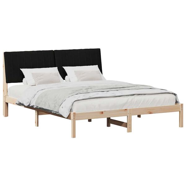 vidaXL Bedframe met hoofdeinde Bruin 135 x 190 cm Massief grenenhout