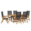 vidaXL 7-delige Tuinset poly rattan en massief hout zwart