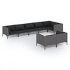 vidaXL 8-delige Loungeset met kussens poly rattan donkergrijs