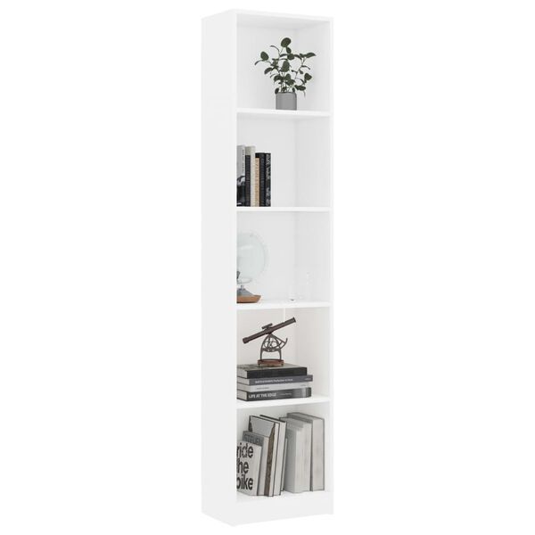 vidaXL Boekenkast met 5 schappen 40x24x175 cm bewerkt hout wit