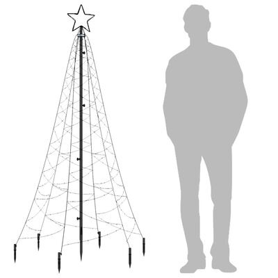 vidaXL Kerstboom met grondpin 200 LED's 180 cm koudwit