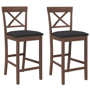 vidaXL Barkrukken met kussens 2 stuks Bruin massief hout rubber