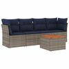 vidaXL 5-delige Loungeset met kussens poly rattan grijs