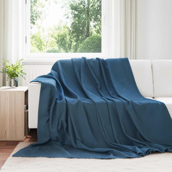vidaXL Gooi Deken Marineblauw 240 x 220 cm Fleece