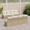 vidaXL Bankstel met kussen 7 pcs Beige en Cr&egrave;me poly rattan