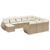 vidaXL 11-delige Tuinset met kussens poly rattan beige