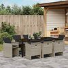 vidaXL Tuin eettafelset met kussen 9 pcs Lichtgrijs poly rattan