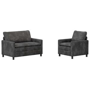 vidaXL Bankstel 2 st Donkergrijs Polyester