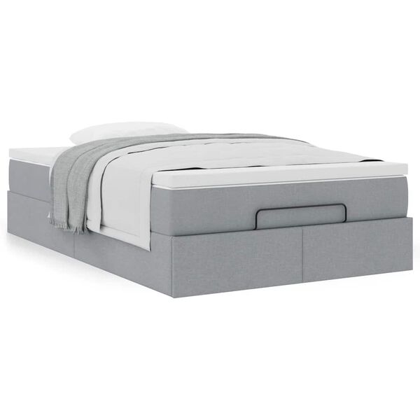vidaXL Ottoman bed met matras 120x200cm stof lichtgrijs