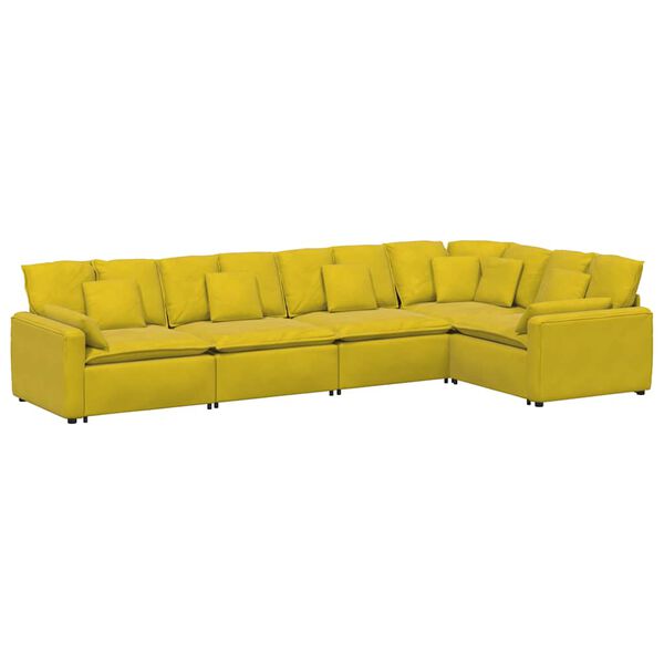 vidaXL Modulaire bank met kussens fluweel geel