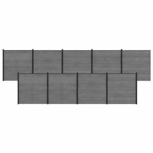 vidaXL Hek set 1564 x 186 cm WPC en Aluminium Grijs