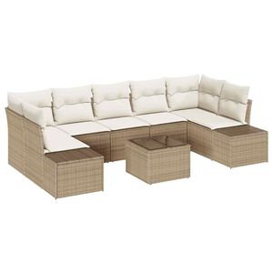 vidaXL Tuin Sofa Set met kussen 8 pcs Beige en Cr&egrave;me poly rattan