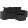 vidaXL 4-delige Loungeset met kussens poly rattan zwart